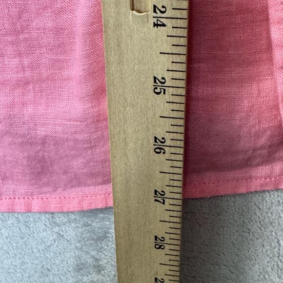 Talbots Shirt Womens Large Pink 100% Linen Sleeveless Henley Pintuck Tank Top - Picture 7 of 7